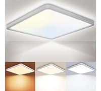 Rravdst 29CM LED Ceiling Light 24W 3200LM, 3000K/4000K/6500K 3 Color Temperature, IP54 Waterproof Bathroom Light, Modern Square LED Ceiling Light for Bedroom, Kitchen, Hallway, Black 1Pack