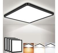 Rravdst 29CM LED Ceiling Light 24W 3200LM, 3000K/4000K/6500K 3 Color Temperature, IP54 Waterproof Bathroom Light, Modern Square LED Ceiling Light for Bedroom, Kitchen, Hallway, White 4Pack