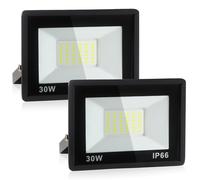 Rravdst 30W LED Floodlight Outdoor, 3240LM Super Bright LED Security Lights, IP66 Waterproof, 6000K Daylight White Flood Lights Wall Light for Warehouse, Garage, Backyard, 2 Pack