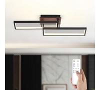 RRBEST LED Ceiling Light Wood, 66cm/36W Flush Mount Dimmable Ceiling Light Fixtures with Remote Control, 3000K-6000K, Black, 66cm x 36cm x 12.5cm, Modern, Living Room