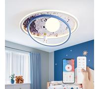 RRBEST LED Children Ceiling Light, 50cm Creative Cartoon Astronaut Ceiling Light with Remote Control, Dimmable Kindergarten Ceiling Lamp for Kids Room Girls Boy Bedroom, Blue-White Ball