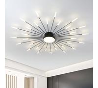 RRBEST Modern LED Ceiling Light,Creative Fireworks Design Chandelier,Living Room Ceiling Lamp,Flush Mount Lighting for Exhibition Hall Bedroom Restaurant Children's Room Lighting (Black,30+1 Heads)