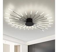 RRBEST Modern LED Ceiling Light for Living Room, Acrylic Ceiling Light, Interior Design Decorative Lamps for Living Room, Bedroom and Dining Room (Black, 28 Heads)