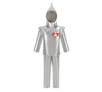RRCBMD Children Tin Man Costume Boys Metallic Robot Tin Man Heart Clock Halloween Outfit 3 Piece Set L-7-8Y