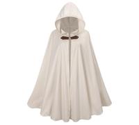 RRCBMD Mens Renaissance Medieval Hooded Cloak Victorian Steampunk Costume Cosplay Beige-130CM