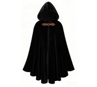 RRCBMD Mens Renaissance Medieval Hooded Cloak Victorian Steampunk Costume Cosplay Black-130CM