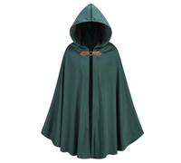 RRCBMD Mens Renaissance Medieval Hooded Cloak Victorian Steampunk Costume Cosplay Forest green-80CM
