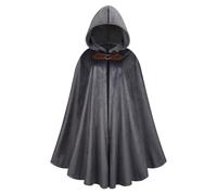 RRCBMD Mens Renaissance Medieval Hooded Cloak Victorian Steampunk Costume Cosplay Grey-130CM
