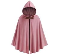 RRCBMD Mens Renaissance Medieval Hooded Cloak Victorian Steampunk Costume Cosplay Pink-100CM