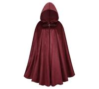 RRCBMD Mens Renaissance Medieval Hooded Cloak Victorian Steampunk Costume Cosplay Wine red-80CM