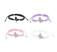 Rrdaily Butterfly Charm Hand Woven Bracelet for women,Adjustable String Butterfly Bracelets,Valentine's Day Gift,Friendship Couple Bracelets, Gold plated, no gemstone