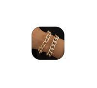 Rrdaily Chunky Bracelets Set,Attractive Minimalist Punk Stackable Cuban Link Hip Hop Bangle Set,Aesthetic Plated Gold Jewelry Gift for Women, L, Metal, No Gemstone