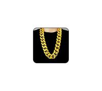 Rrdaily Chunky Plastic Choker Necklace for Men,14K Gold Exaggerated Long Link Chains Necklace Punk 80s 90s Rapper Hip Hop Statement Necklace Accessories, L, Zinc, No Gemstone
