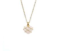 Rrdaily Cute Crystal Heart Pendant Necklace for Women,Simple Nature Stone Twist Statement Collerbone Necklace,Trendy Friendship Festival Jewelry Gifts, L, Metal, No Gemstone