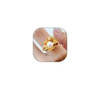 Rrdaily Gold Silver Pearl Statement Ring for Women,Vintage Boho Baroque Pearl Irregular Geometrical Adjustable Open Ring Jewelry Accessories, Metal, Pearl