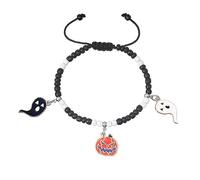 Rrdaily Halloween Pumpkin Ghost Grimace Black and White Rice Beaded Bracelet Fun Personality Pumpkin Hanging Bracelet Halloween Party Women's Bracelet, normal, mix, no gemstone