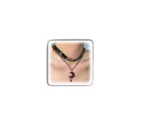 Rrdaily Layered Red Crescent Moon Pendant Necklace for Women,Stacking Darkness Rivet PU Collar Necklaces Gothic Banquet Accessories Trendy Jewelry Set Present, L, Metal, No Gemstone
