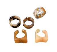 Rrdaily Minimalist Amber Resin Plain Band Thumb Rings for Women,Colorful Square Stackable Knuckle Finger Rings Set Statement Party Jewelry Accessories Present, L, Alloy Steel, No Gemstone