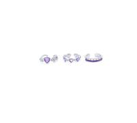 Rrdaily Silver Plated Heart Stackable Rings for Women, Classic Y2K Punk Thorn Heart Opal Ring Set, Birthday Party Elegant Jewelry Gifts, Metal, Cubic Zirconia