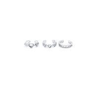 Rrdaily Silver Plated Heart Stackable Rings for Women, Classic Y2K Punk Thorn Heart Opal Ring Set, Birthday Party Elegant Jewelry Gifts, Metal, Cubic Zirconia