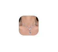 Rrdaily Sparkly Waterdrop Rhinestone Pendant Necklace for Women,Striking Splicing Temperament Choker Necklace,Dainty Bride Jewelry Gifts for Wedding, L, Metal, No Gemstone
