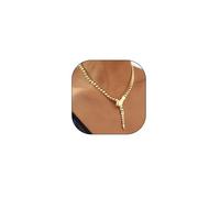 Rrdaily Unique 18K Gold Geometric Snake Y-Necklace for Women,Trendy Statement Snake Adjustable Choker Collarbone Necklace,Funky Band Bar Party Jewelry Gifts (Gold)