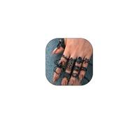 Rrdaily Vintage Gothic Stackable Ring Set for Women Adjustable Hollow Flower Heart Finger Rings Chunky Aesthetic Knuckle Rings Jewelry Accessories, Zinc, No Gemstone