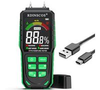 RRDINSCOS Rechargeable Pinless Moisture Meter, Damp Meter for Walls Caravan Wood Masonry Logs, Non-Invasive Damp Tester Detector with LCD Color Display, Visual & Audible Alarm, Storage Bag(Pin Type)