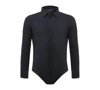RReady4Dance Boys' Dance Shirt Body - Standard, Ballroom, and Latin American Dance - Stretch Fabric with Stiff Collar and Button Closure - Perfect for Competitions, black 16 years