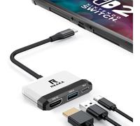 RREAKA Switch 2 Dock Replacement for Nintendo Switch 1&2 Dock, Switch TV Adapter with 4K@60Hz HDMI, USB3.0 Port, PD 100W, Portable Travel Switch Docking Station for Nintendo 2