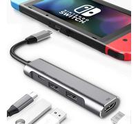 RREAKA Switch Dock for Nintendo Switch 2/1/OLED, 4 in 1 TV Adapter with 4K60Hz HDMI, USB 3.0 Port, Type C 100W Charging, Portable Switch Docking Station Travel, for Samsung Dex, MacBook