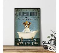 RREDD Jack Russell Terrier & Co Bath Soap Wash Your Paws No Frame Jack Russell Terrier Poster Vintage Poster Bathroom Wall Classroom Chart Metal Tin Sign School Metal Tin Signs 6x8 inch
