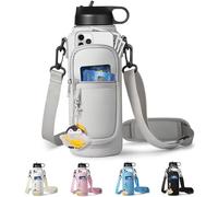 RRegeny Water Bottle Holder with Strap for Hydroflask 32oz 40oz, Carrier Sling Bag with Phone Pocket Sleeve for Men Women Hiking Camping Travelling(Gray12/16/18/20/24oz)