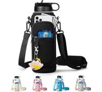 RRegeny Water Bottle Holder with Strap for Hydroflask 32oz 40oz Insulated Water Bottle, Carrier Sling Bag with Phone Pocket Water Bottle Sleeve for Men Women Hiking Camping Travelling, black