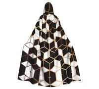 RRhgipp 3d Marble Pattern Hooded Cloak Long Cape Grim Reaper Vampire Witch Carnival Halloween Wizard Costume 58inch