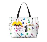 RRhgipp Abstract Paint Splashes Canvas Tote Bag External Pocket Grocery Shopping Bag Top Zipper Closure Daily Essential