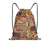 RRhgipp African Textile Patchwork Drawstring Backpack Sports Gym Sackpack Pocket Water Resistant String Bag Women Men School