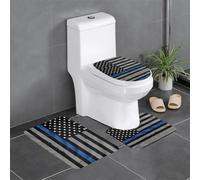 RRhgipp American Thin Blue Line Flag 3piece Bathroom Rugs Bath Mat Set Bath Mat Bathroom Non-Slip Backing Bath Rugs Dry Quickly