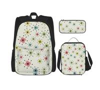 RRhgipp Atomic Stars Retro Patternschool Backpack Boys Teens Bookbag Travel Daypack Kids Girls Lunch Bag Pencil Case Bookbag