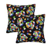 RRhgipp Autism Awareness Puzzle Pieces Heart Throw Pillow Cases Decorative Cushion Covers Couch Bed Sofa Decoration Xmas Gifts Bed