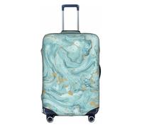 RRhgipp Azurite Teal and Foil Gold Oil Marble Pattern Luggage Cover Protective Washable Suitcase Cover Travel Elastic Cover Suitcase Protector
