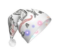 RRhgipp Barber Shop Monochrome Style Led Christmas Hats Adults Christmas Snowman Christmas Santa Headwear Gift Xmas Fancy Dress