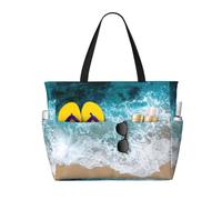 RRhgipp Beautiful Ocean Waves Canvas Tote Bag External Pocket Grocery Shopping Bag Top Zipper Closure Daily Essential