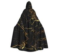 RRhgipp Black And Gold Background Hooded Cloak Long Cape Grim Reaper Vampire Witch Carnival Halloween Wizard Costume 58inch
