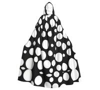 RRhgipp Black And White Polka Dot Hooded Cloak Long Cape Grim Reaper Vampire Witch Carnival Halloween Wizard Costume 58inch
