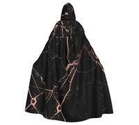 RRhgipp Black Rose Gold Marble Hooded Cloak Long Cape Grim Reaper Vampire Witch Carnival Halloween Wizard Costume 58inch