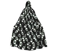 RRhgipp Black Skull Adult Hooded Cape Unisex Long Hooded Cloak Vampire Cape Witch Fancy Dress Costume Gift 59"
