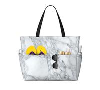 RRhgipp Black Textured Marble Canvas Tote Bag External Pocket Grocery Shopping Bag Top Zipper Closure Daily Essential