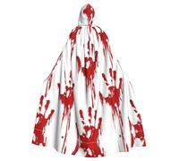 RRhgipp Bloody Handprints Hooded Cloak Long Cape Grim Reaper Vampire Witch Carnival Halloween Wizard Costume 58inch