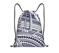 RRhgipp Blue Polynesian Maori Tribal Pattern Drawstring Backpack Sports Gym Sackpack Pocket Water Resistant String Bag Women Men School